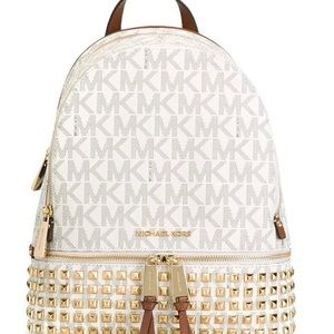 MICHAEL Michael Kors Rhea Small Studded Logo Backpack White